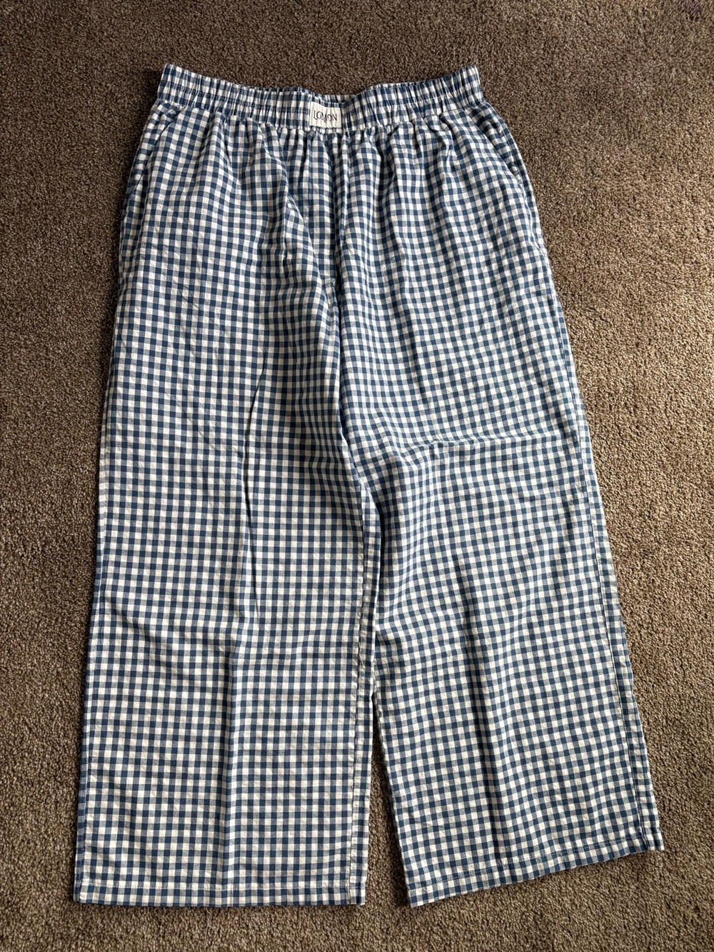 Blue & White Gingham Lounge Pants